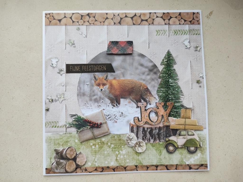 Zelfgemaakte kerstkaart met omslag, Enlèvement ou Envoi, Neuf, Noël