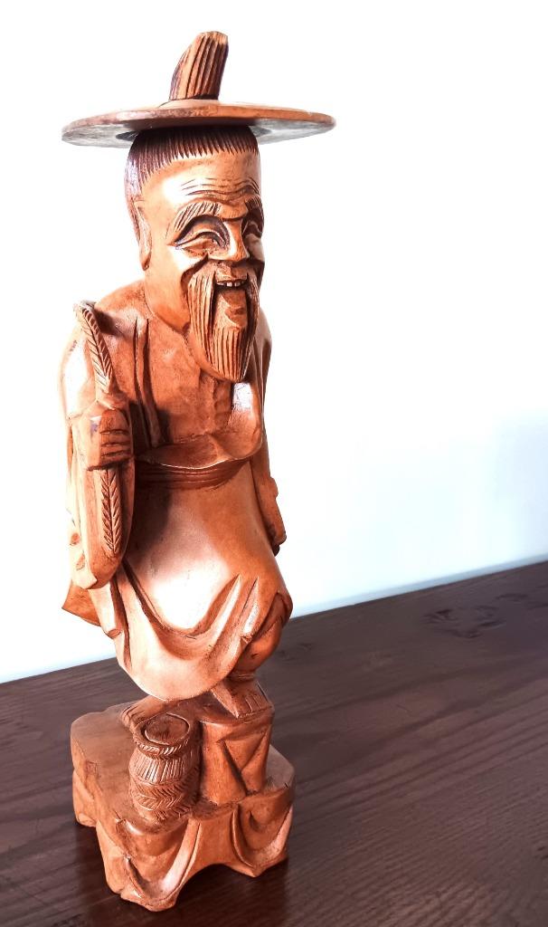 Pêcheur chinois souriant des années 1920, Antiquités & Art, Art | Sculptures & Bois, Enlèvement
