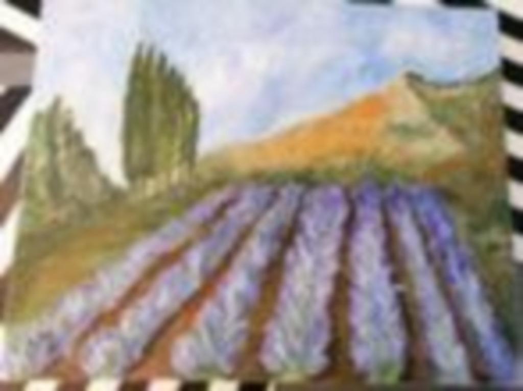 peinture lavandes 40x50 cm sur toile tendue a encader, Enlèvement ou Envoi, Comme neuf, Bois