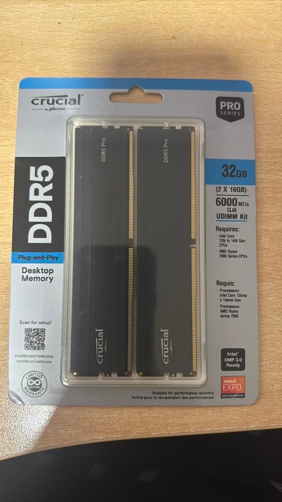Crucial Pro 32 Gb (2x16) DDR5 Memory, Informatique & Logiciels, Neuf, 32 GB, Enlèvement ou Envoi, Desktop