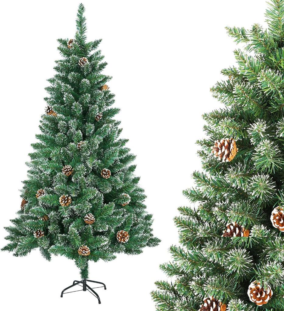 kerstKunstkerstboom, 210 cm, Groen, Sneeuweffect & Denneappe, Envoi, Neuf