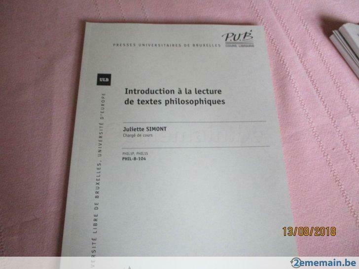 syll.ulb"introduction a la lecture de textes philosophiques", Enlèvement ou Envoi, Neuf