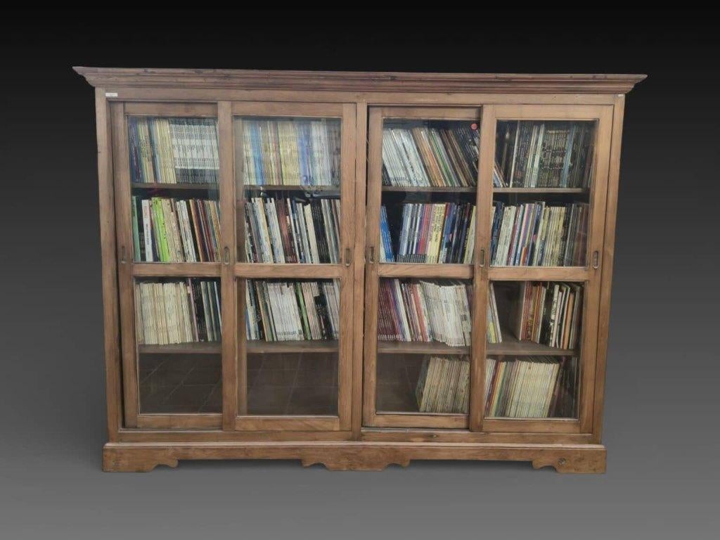Bibliotheque en bois, portes coulissantes, 229 cm de long, Enlèvement ou Envoi