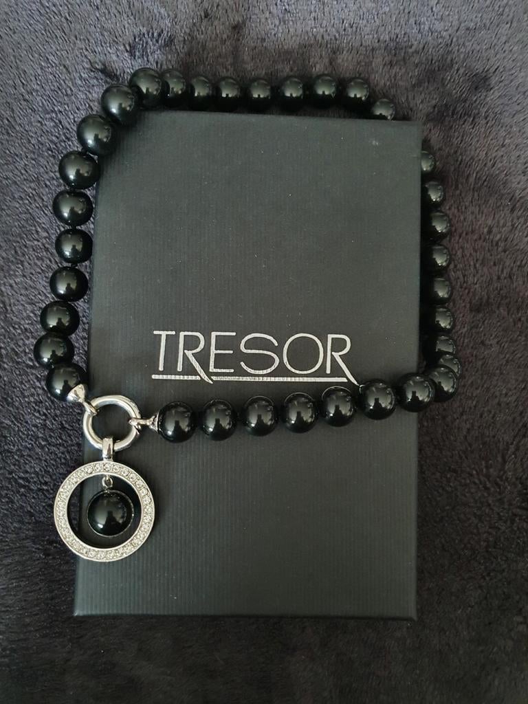 Zwarte parelketting van Tresor Preciosa, Handtassen en Accessoires, Kettingen, Ophalen of Verzenden, Zo goed als nieuw, Zwart