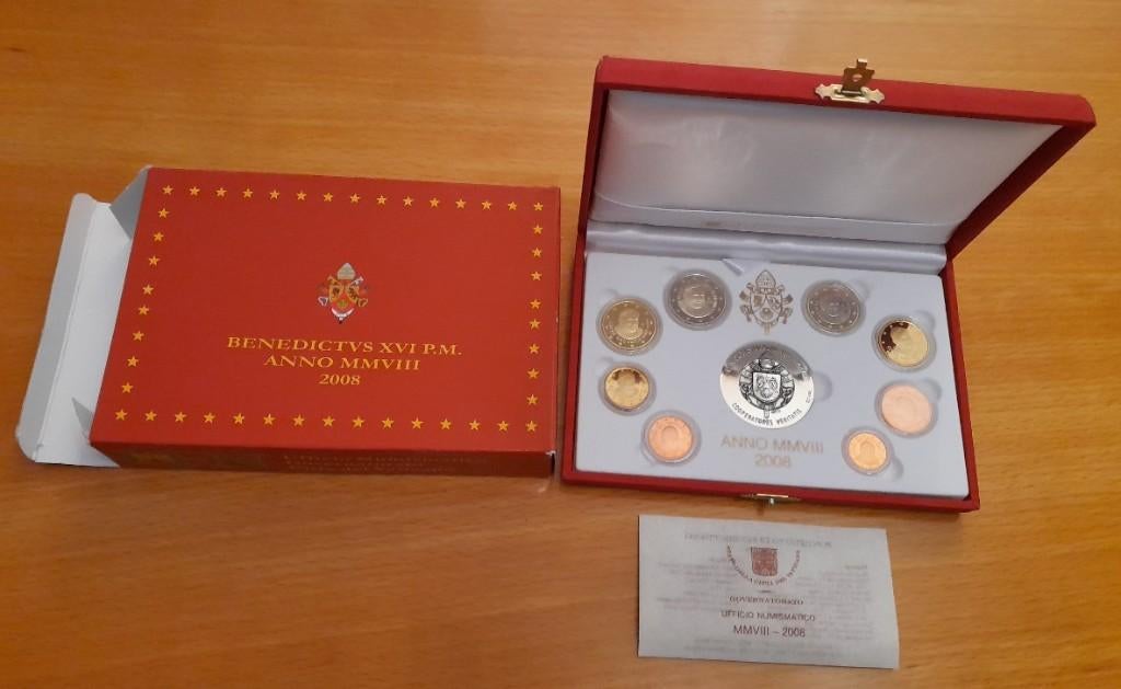 VATICAAN 0,01 cent tot 2 euro 2008 in box  PROOF, Ophalen of Verzenden, Vaticaanstad, Overige waardes, Setje