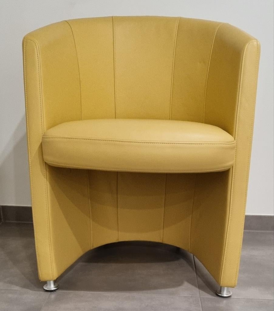 Prachtig geel design lederen zeteltje, Rolf Benz, Ophalen