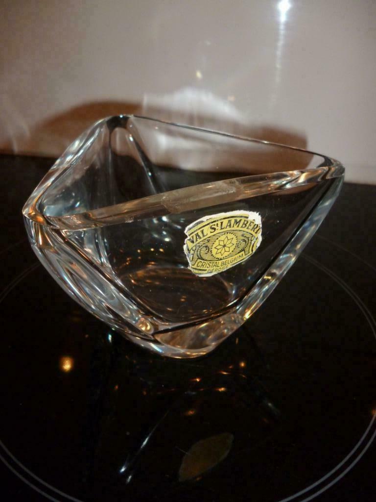 Val Saint Lambert kleine vaas laag kommetje coupe gesigneerd, Antiek en Kunst, Ophalen of Verzenden