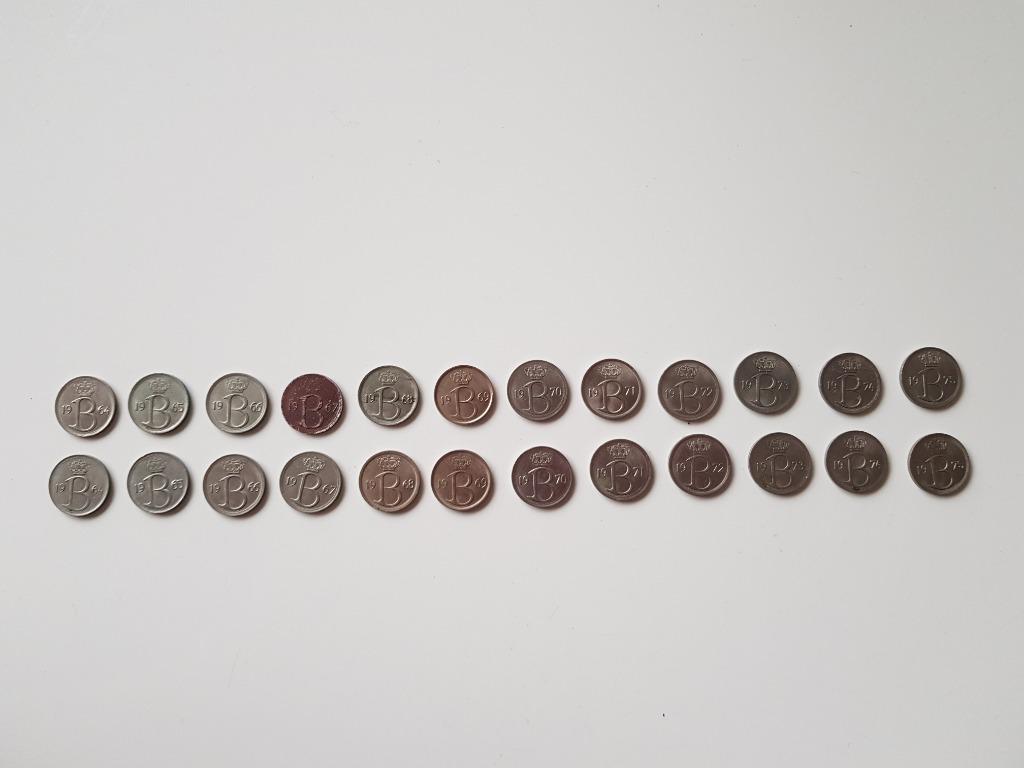 Munten België 25 cent 1964-1975 Boudewijn Belgische Frank, Ophalen of Verzenden, Setje
