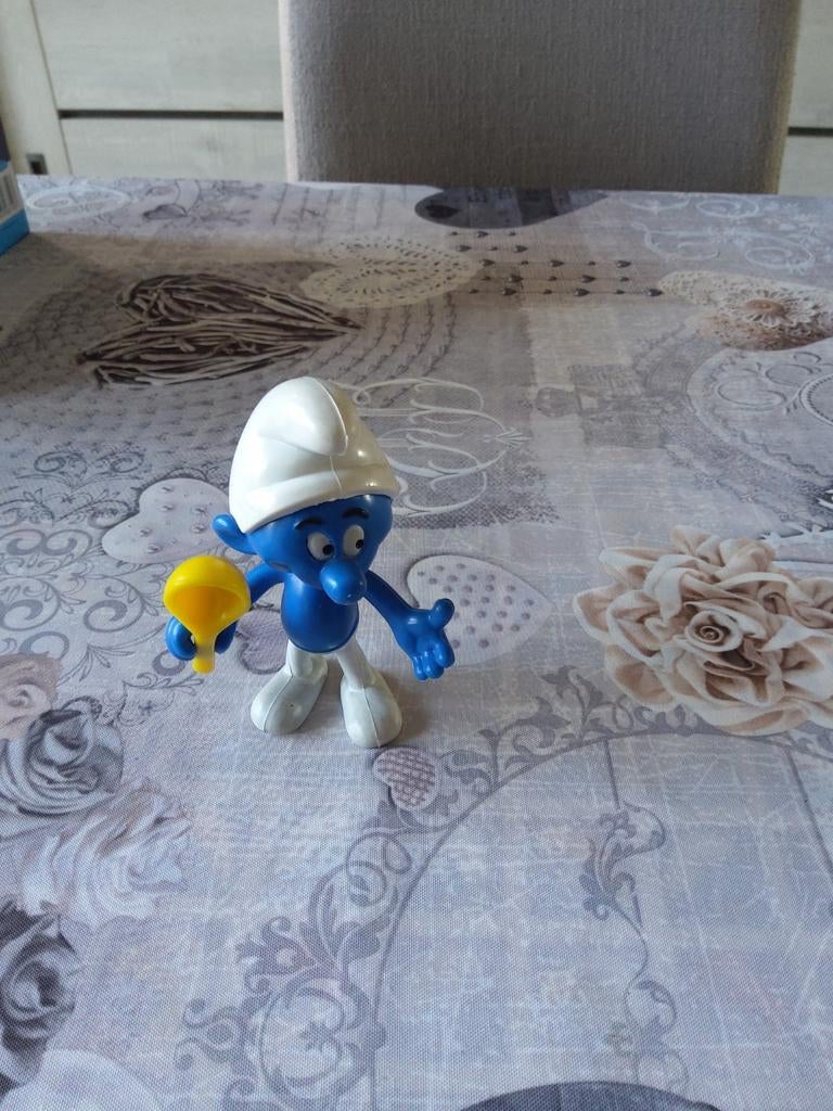 De Smurfen Flexibele Smurf met een lepel, Verzamelen, Ophalen of Verzenden, Gebruikt, Poppetje, Figuurtje of Knuffel