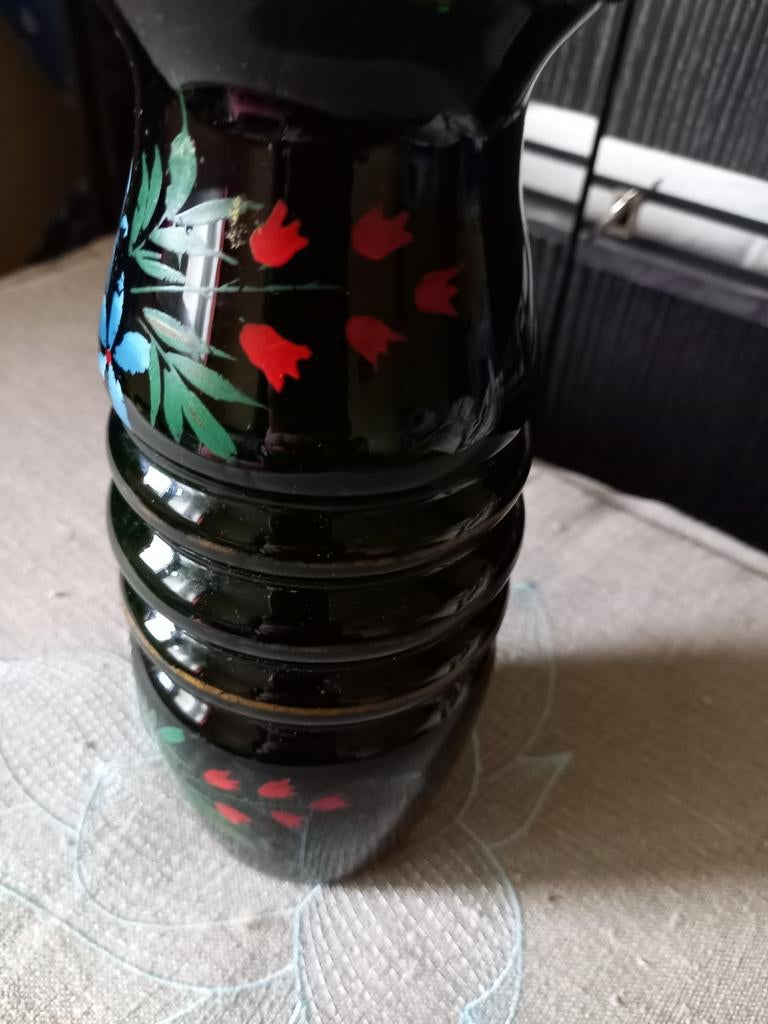 Ancien vase fleuri., Enlèvement ou Envoi, Utilisé, Noir