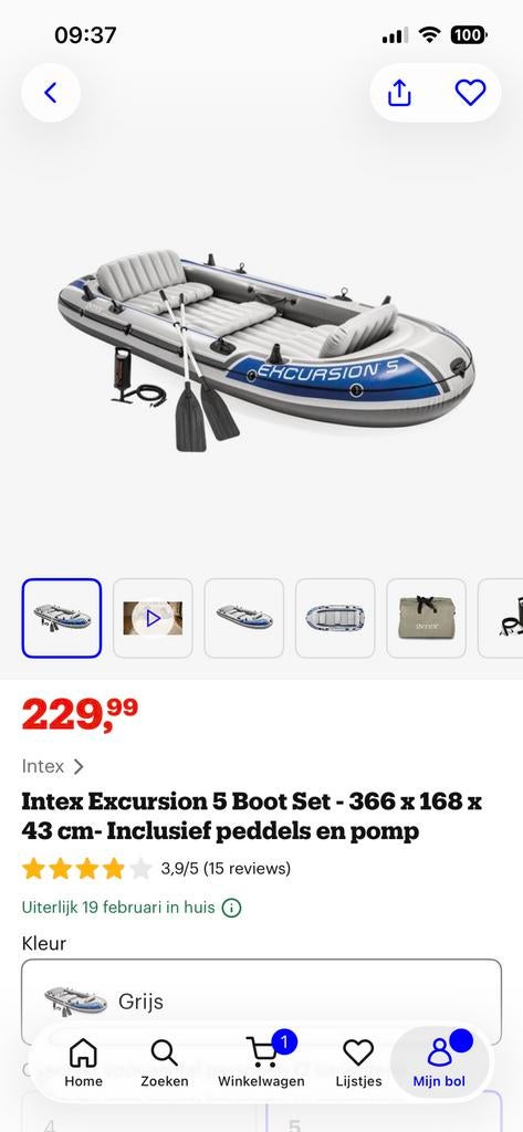 Intex 5pers boot NIEUW!!, Watersport en Boten, Kano's, Ophalen, Nieuw, Drie personen of meer, Opblaasbaar