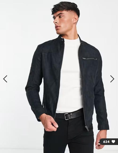Veste Biker Faux Daim Noir (M), Ophalen, Maat 48/50 (M), Zwart, Zo goed als nieuw