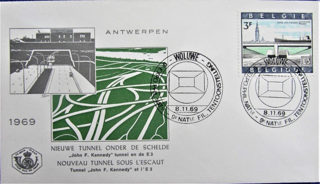 FDC TOERISME- J.F.KENNEDY TUNNEL- AUTOROUTE WALLONIË, Enlèvement ou Envoi, Affranchi, Lieu ou Bâtiment