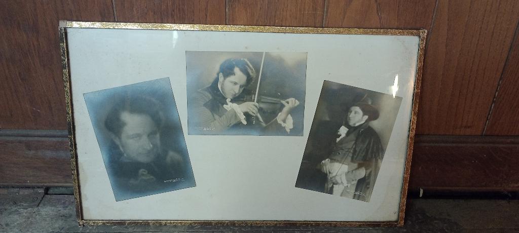 Cadre photo ancien Emilio-Brux-Violoniste/Théâtre,50x30,n55, Enlèvement ou Envoi, Photo, Photographie, Sous verre