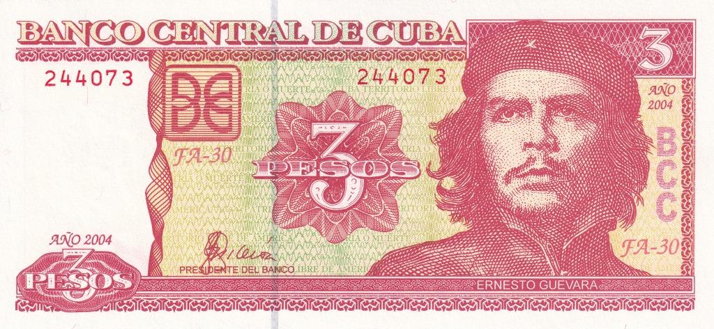 Bankbiljet Cuba 3 Pesos 2004 Che Guevara - UNC Ongebruikt, Timbres & Monnaies, Envoi, Amérique centrale, Billets en vrac
