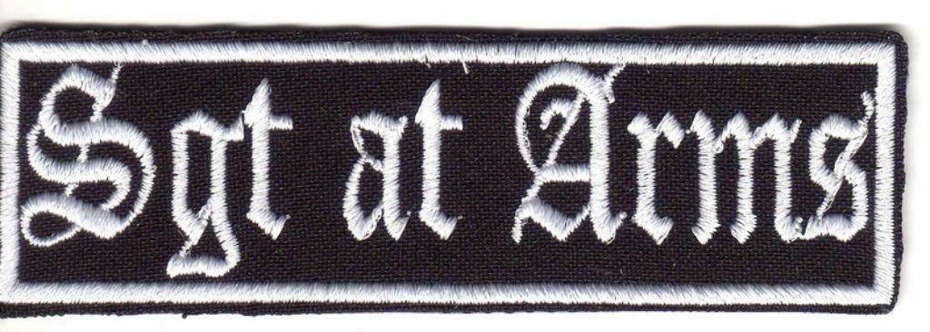 Patch Sgt At Arms rang motorclub - 100 x 30 mm, Ophalen of Verzenden, Nieuw zonder kaartje, Overige typen