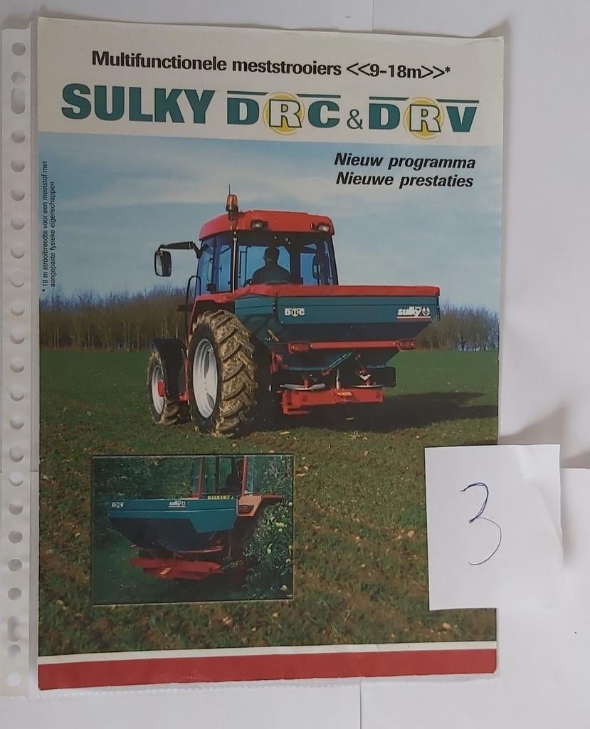 Brochure agricole distributeurs d'engrais SULKY DRC & DRV, Enlèvement ou Envoi, Comme neuf, Dépliant