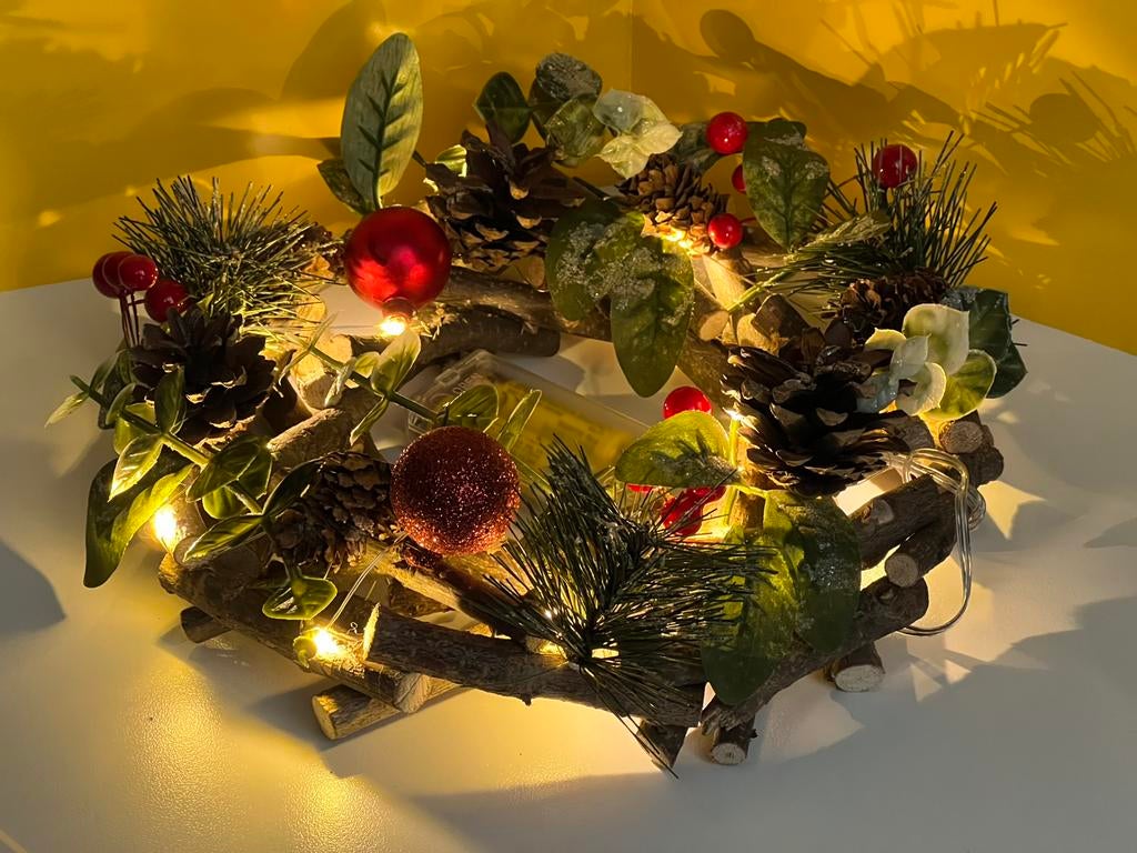 Kerstkrans met lichtjes, Ophalen of Verzenden, Zo goed als nieuw