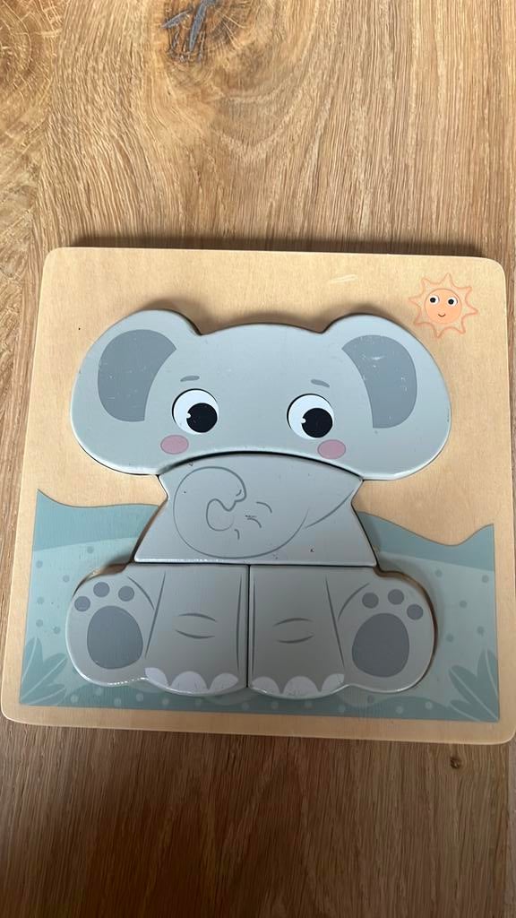 Houten puzzel olifant, Ophalen, Zo goed als nieuw