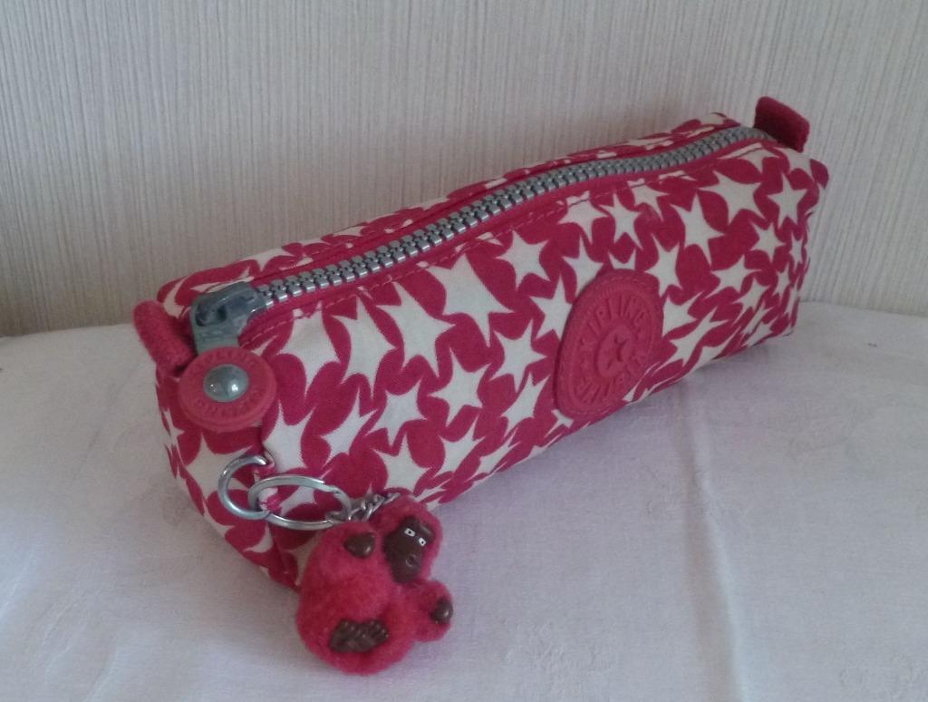 Kipling Trousse fuchsia étoiles blanches + singe, Divers, Enlèvement ou Envoi, Utilisé