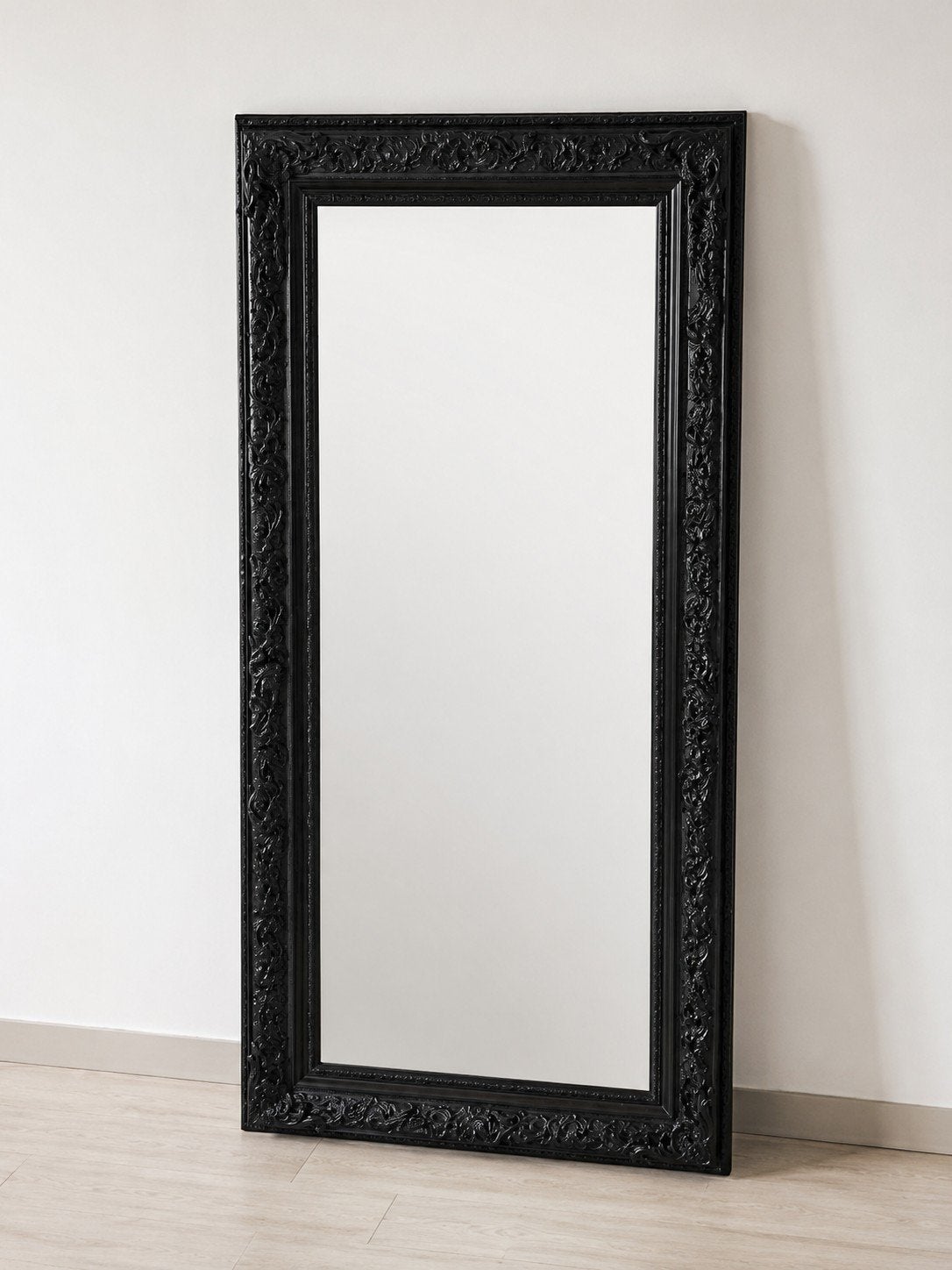 Grote staande passpiegel met zwarte sierlijst – 175 x 75 cm, Huis en Inrichting, Woonaccessoires | Spiegels, Ophalen