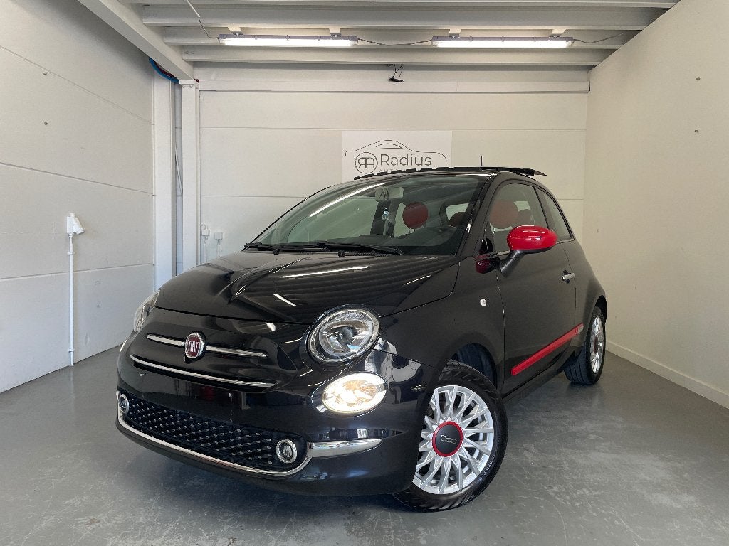 Fiat - 500 - Rosso Amore - Open dak, Voorwielaandrijving, 4 zetels, Stof, Zwart