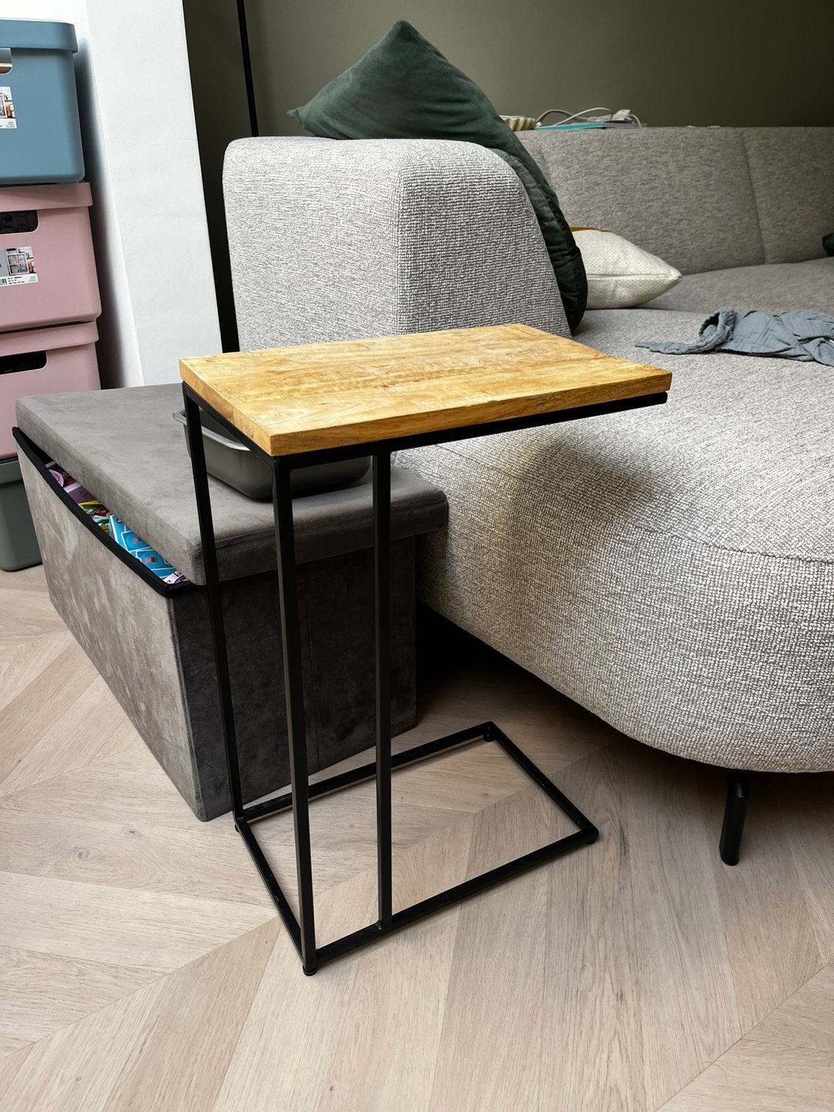Bijzettafel voor zetel, Minder dan 55 cm, Gebruikt, Industrieel, Rechthoekig