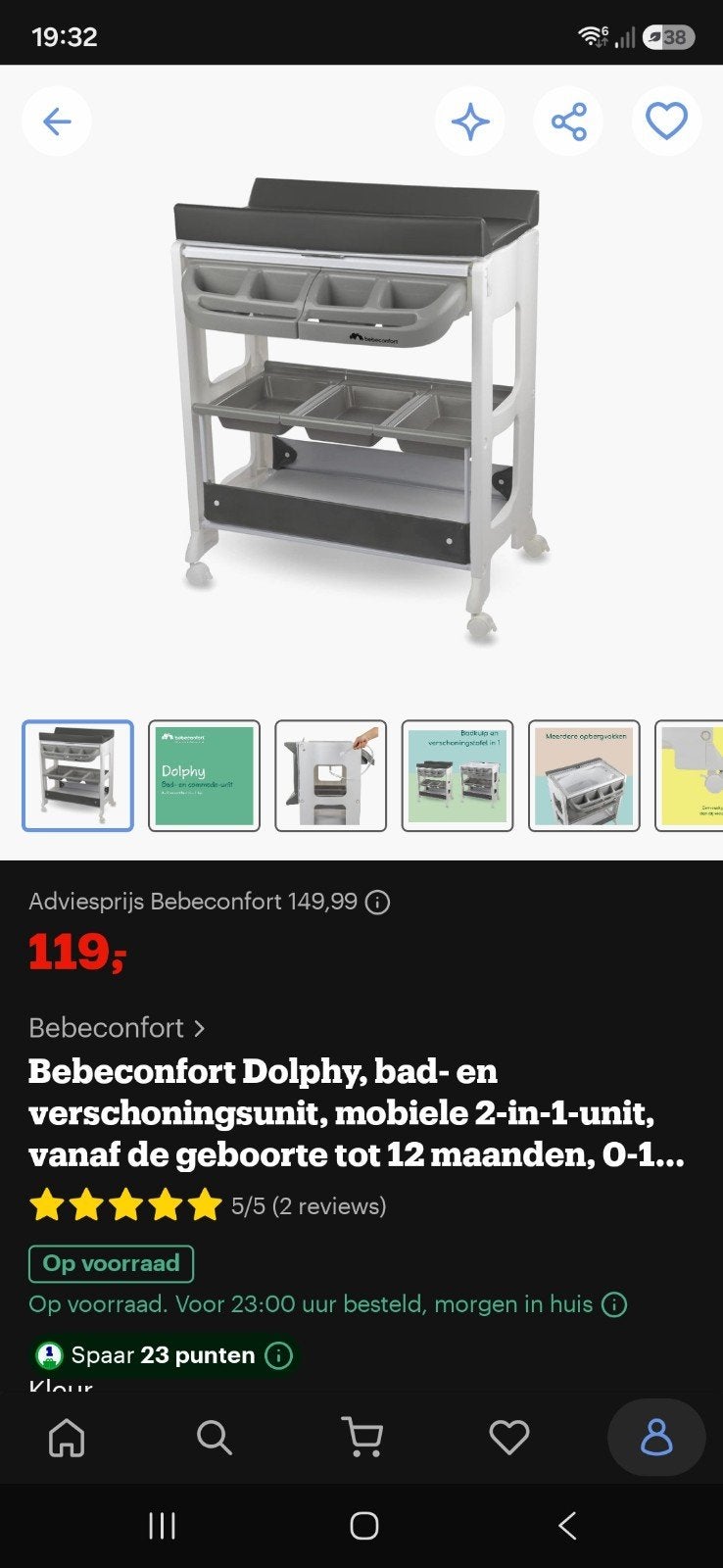 Bebeconfort bad- en verschoontafel, Ophalen, Zo goed als nieuw