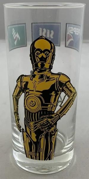 Star Wars C-3PO Glas Special Edition Pepsi Sisi 7UP 1997, Verzenden, Zo goed als nieuw, Beeldje of Buste