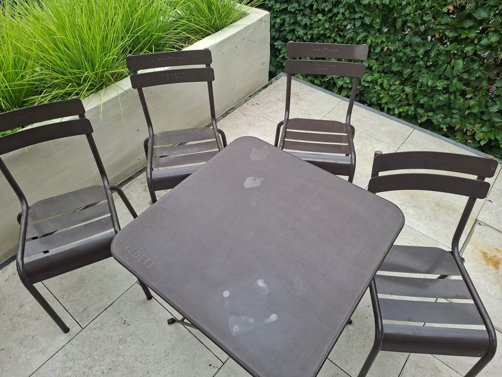 Vedett retro:  2x set van vier stoelen met plooitafel, Tuin en Terras, Ophalen