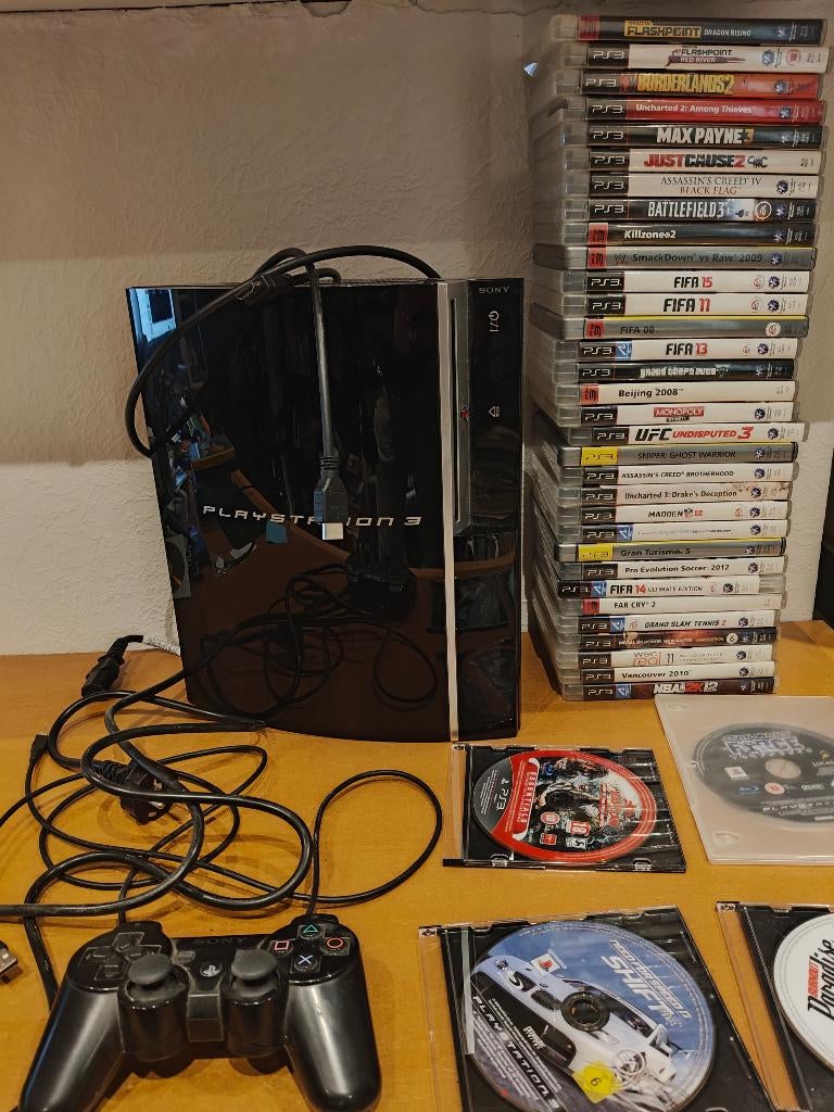 Playstation 3 met 36 games, 40 GB, Phat, Ophalen of Verzenden, Met 1 controller