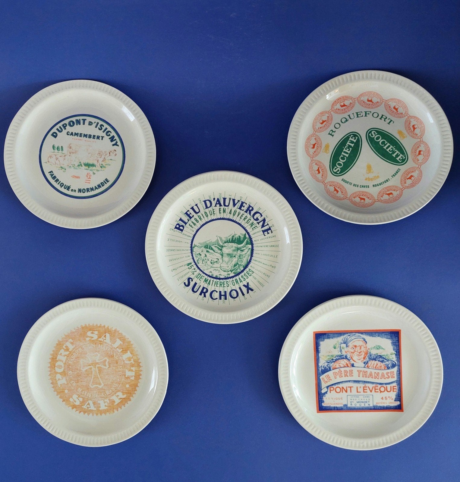 5 kaasborden 'Fromages de France' van St Amand, Antiquités & Art, Enlèvement