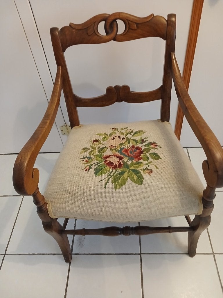 Fauteuil ancien, Maison & Meubles, Moins de 75 cm, Enlèvement, Utilisé, 50 à 75 cm