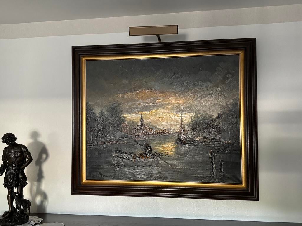 Peinture à l'huile de Jan Bévort — grande vue sur le port, Enlèvement