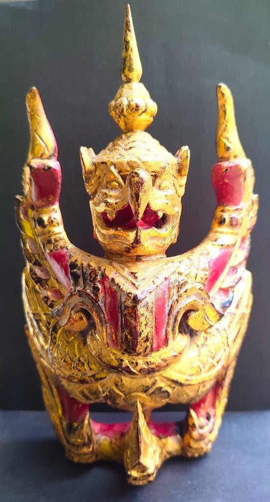 Polychroom verguld Garuda houtschulptuur Thailand 20e eeuw, Antiek en Kunst, Kunst | Beelden en Houtsnijwerken, Beeld, Hout, Vogel