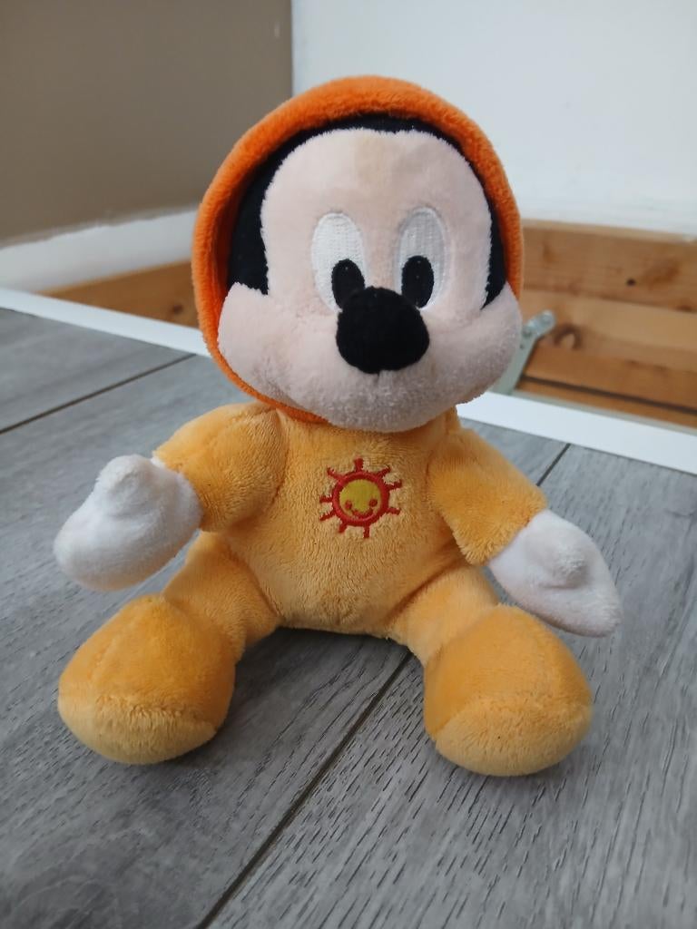 Peluche Disney Mickey Mouse Nicotoy - Pyjama Orange - 18cm, Souris, Orange, Disney, Comme neuf