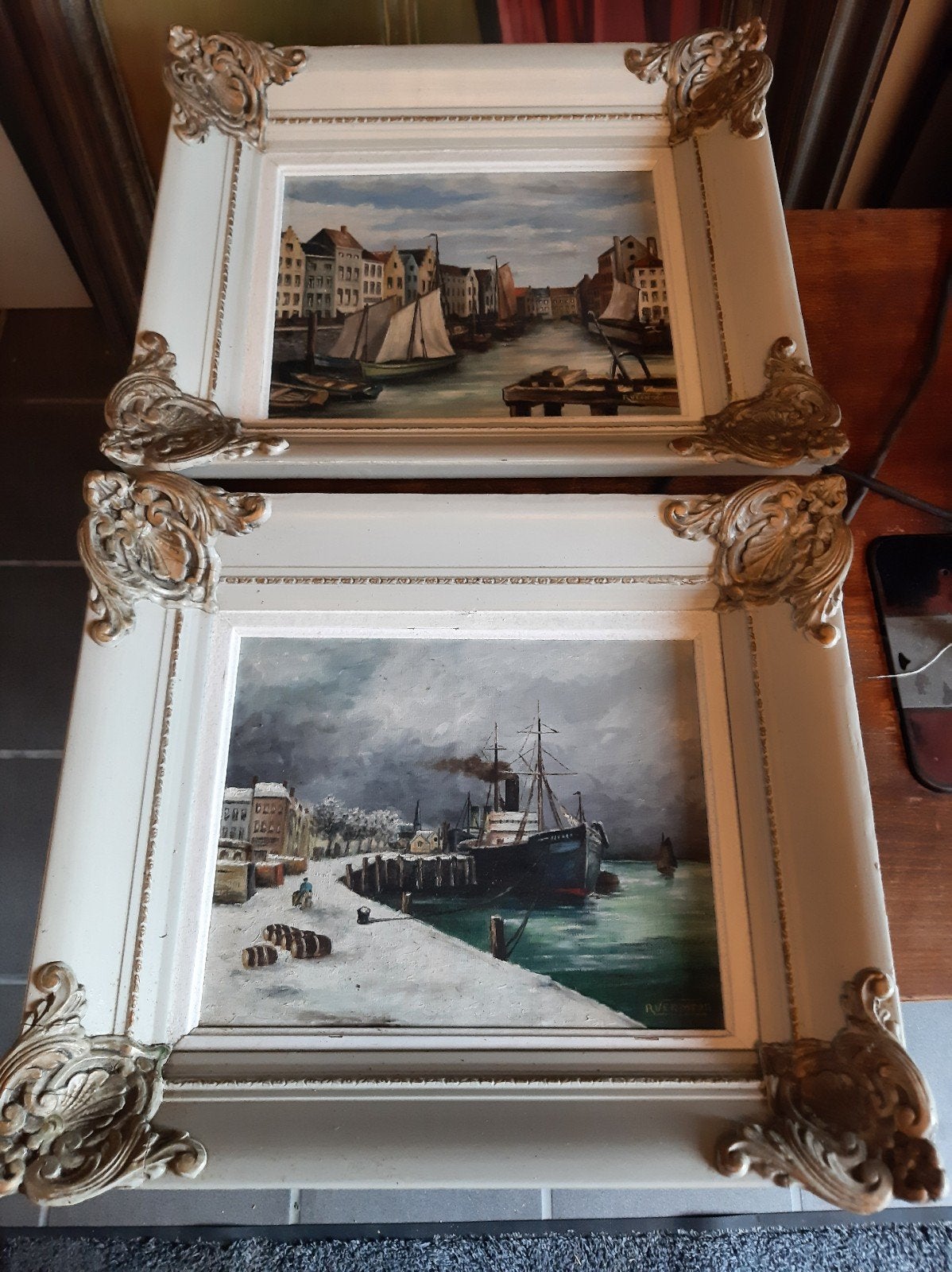 2x schilderij Vermeer in kader, Ophalen, Gebruikt, Schilderij