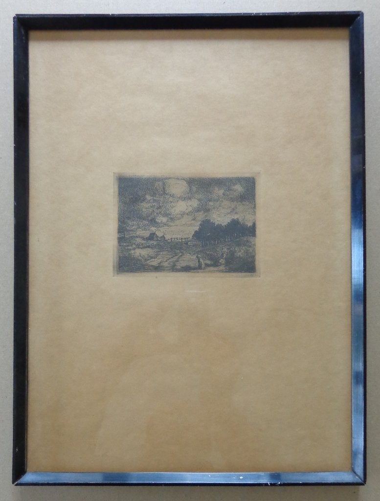 JAKOB SMITS / FIGUREN LANDSCHAP / ZW-W ETS / 43x32cm / KADER, Antiquités & Art, Encadré, Eau-forte, Enlèvement ou Envoi, Paysage