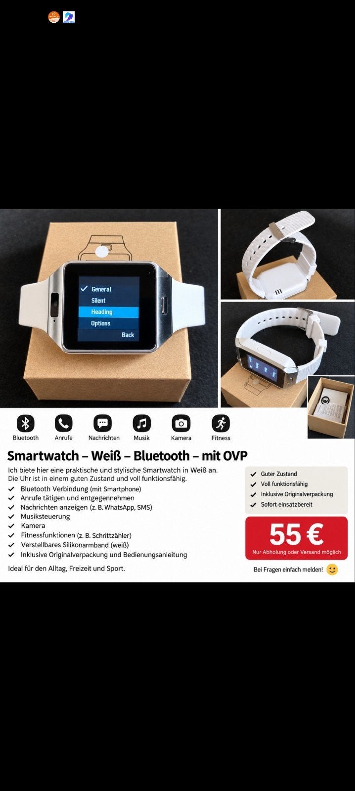 smartwatch. Kamera sim Karte    white, Handtassen en Accessoires, Ophalen of Verzenden