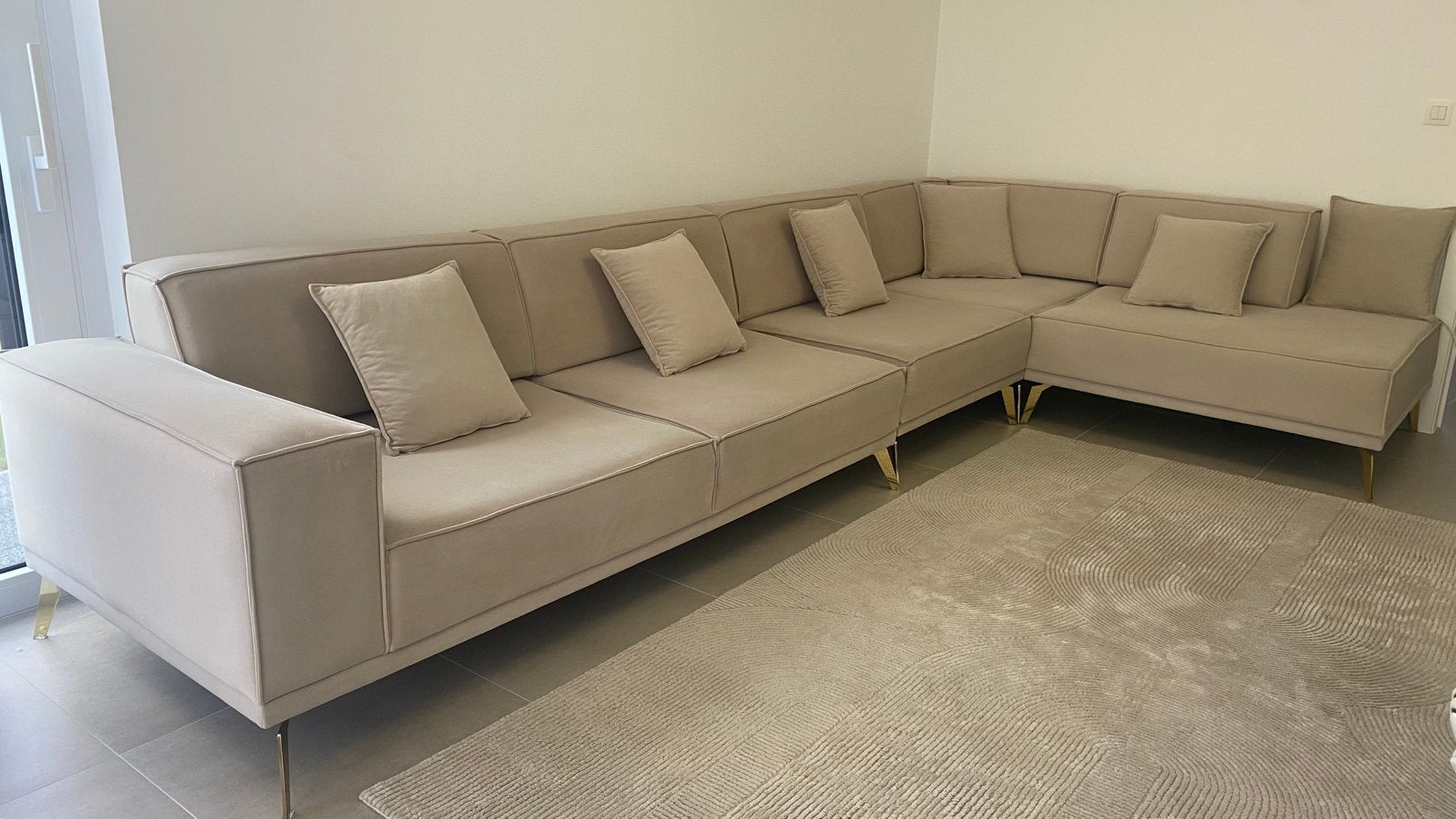 Beige hoekzetel, Huis en Inrichting, Ophalen, Overige maten, Hoekbank, Zo goed als nieuw