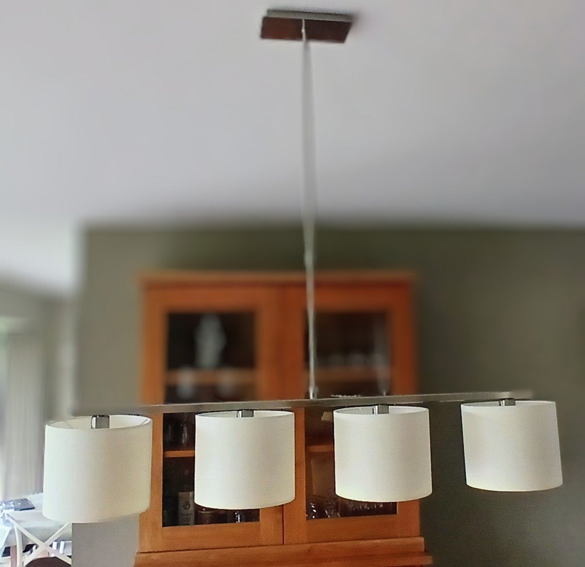 Moderne hanglamp / luster met 4 lichtpunten en spaarlampen., Ophalen