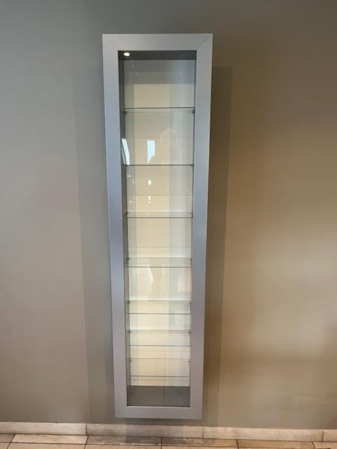 Meuble CD/DVD gris H 170 B42 D19, Moins de 25 cm, Comme neuf, Avec espace de penderie, Modern