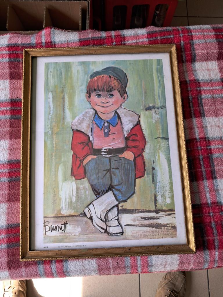 Ingelijste prent"Japie"gesigneerd Bunett, Ophalen of Verzenden