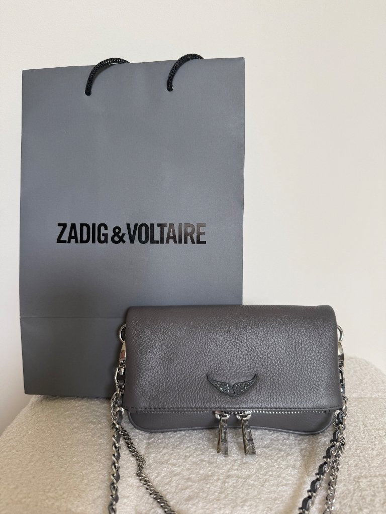 Zadig & Voltaire Rock Mini Clutch road (grijs), Nieuw, Grijs, Leer, Ophalen