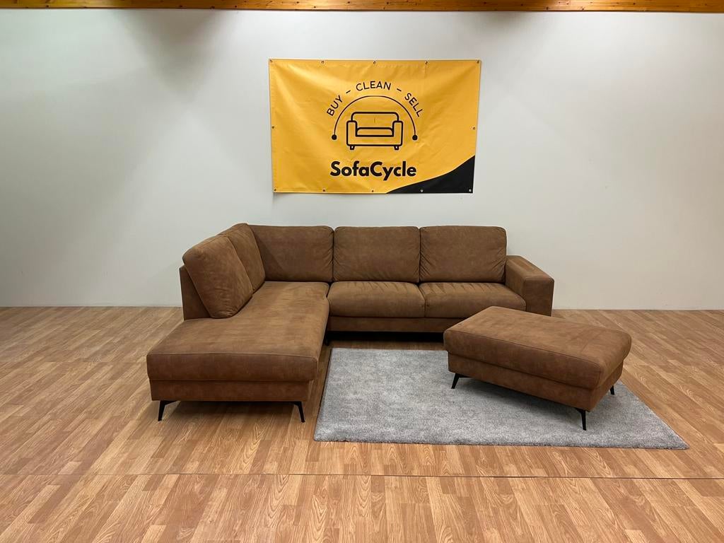 Chaise d'angle Cognac avec pouf/ sofacycle/Livraison, Enlèvement ou Envoi