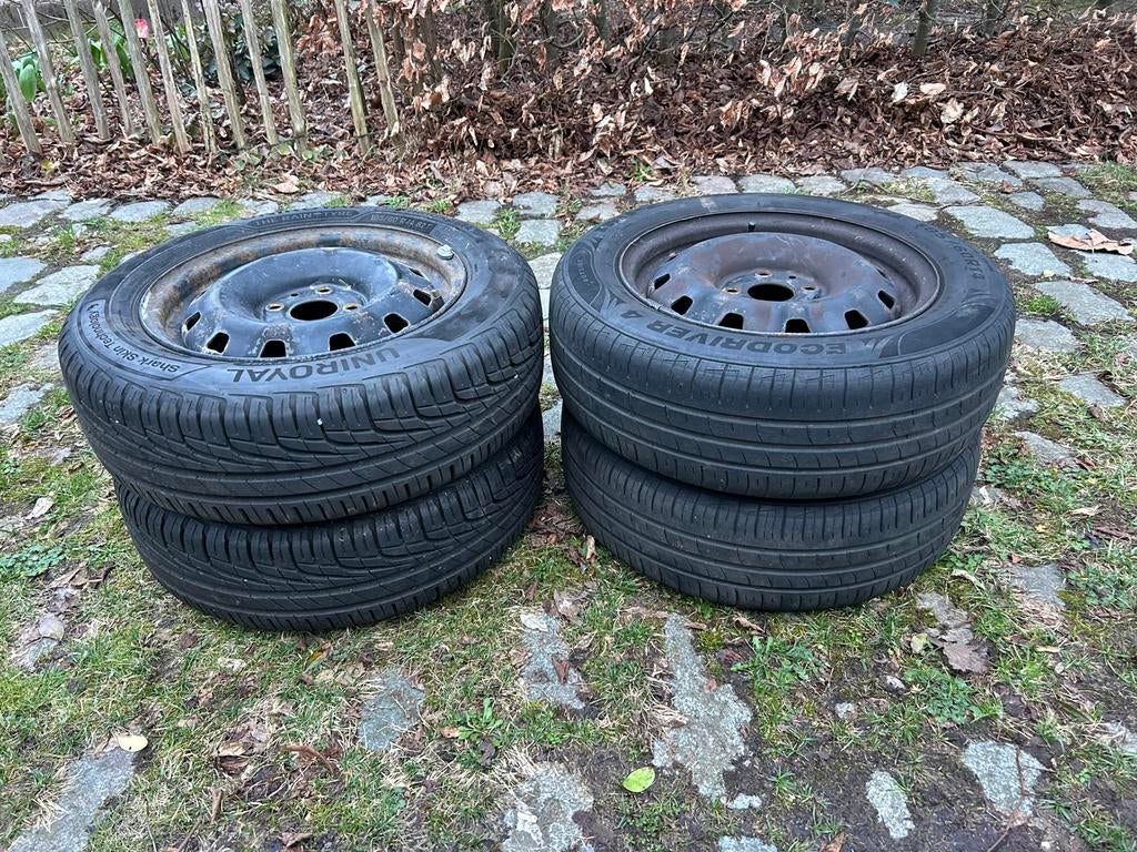 4 pneus d'été 185/60 R14 avec roues en acier, 14 pouces, Pneus et Jantes, Véhicule de tourisme, Pneus été