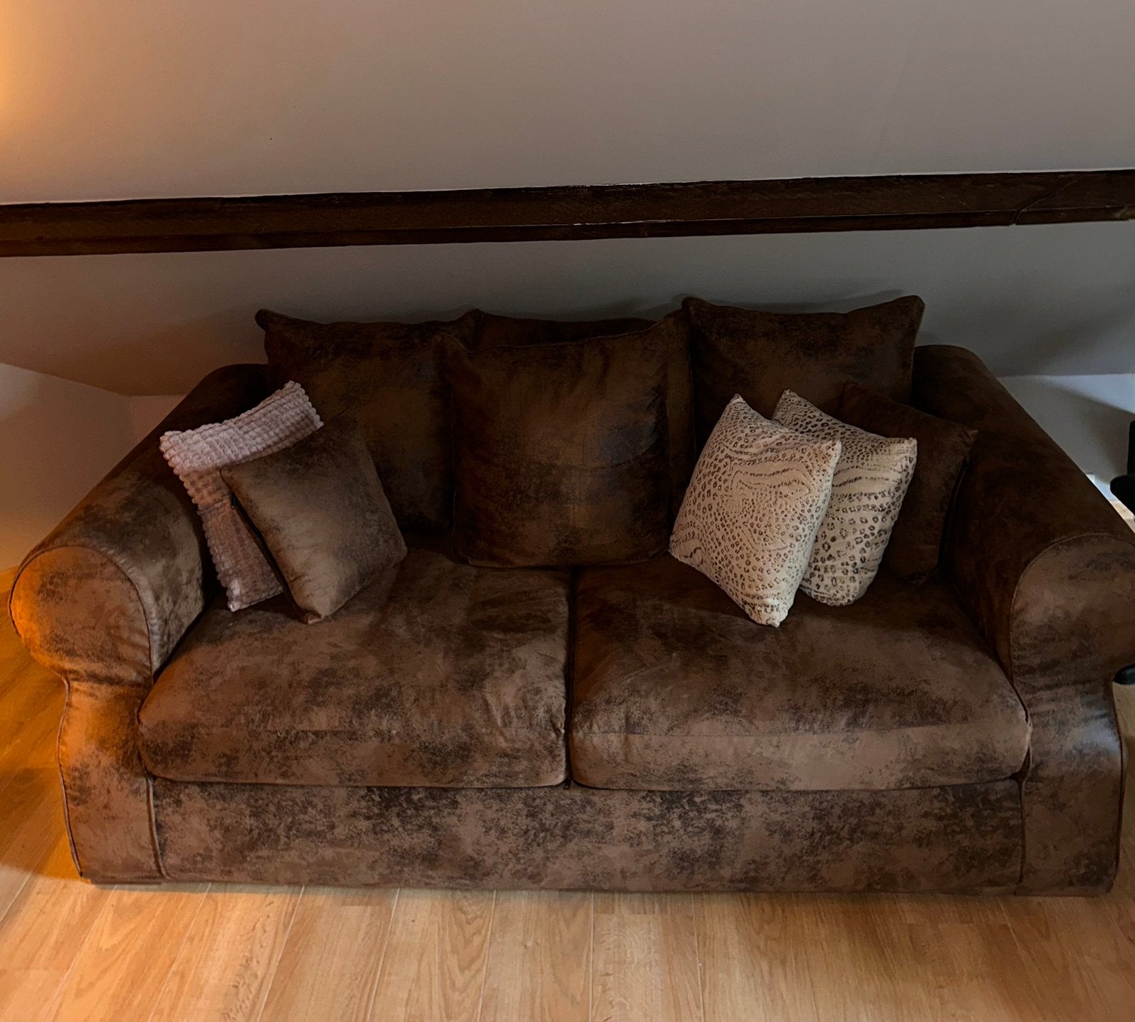 Luxe 2-zitsbank Vintage Lederlook – 221 cm , comfortabel, Antiek en Kunst, Ophalen
