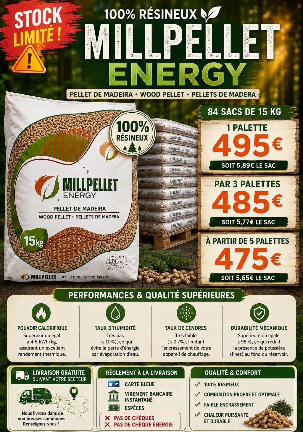Pellet 100% résineux, rien a payer avant. la livraison .

Pr, Jardin & Terrasse, Bois de chauffage, 6 m³ ou plus, Envoi, Autres essences de bois