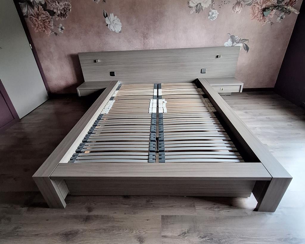 Bed twijfelaar 140x200cm, Huis en Inrichting, Ophalen, Gebruikt, Bruin, 140 cm