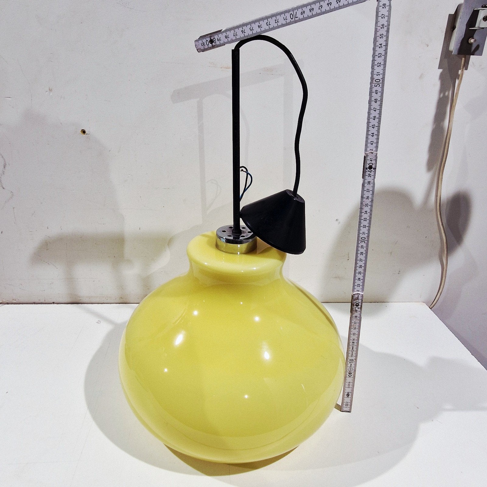 geel kleurige  opaline glazen hanglamp , XL, Ophalen of Verzenden